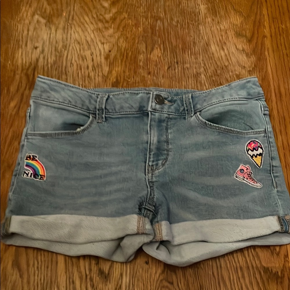 Denim Shorts with Fun Patches (Lightly Worn)